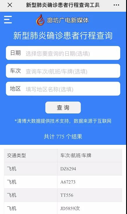 新型冠狀病毒感染的肺炎疫情信息查詢平臺(tái)上線了！