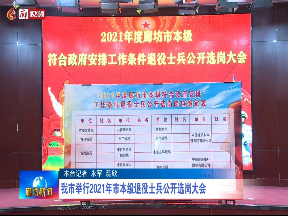 廊視頻 | 廊坊市舉行2021退役軍人公開選崗大會