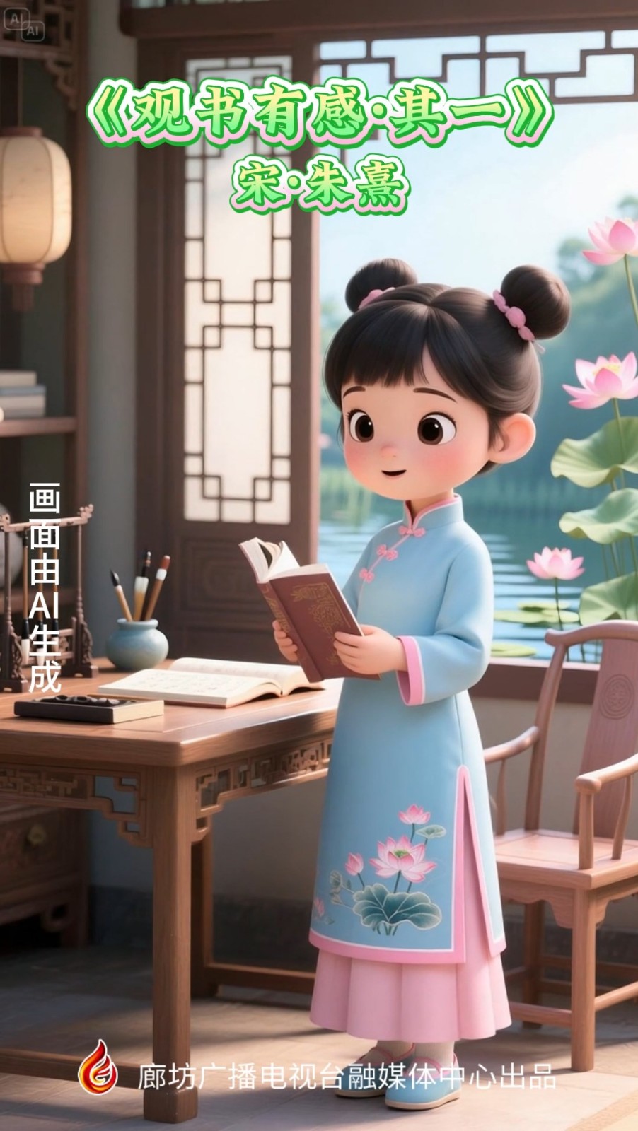 文化潤(rùn)廊·AI“畫”古詩(shī)丨《觀書有感·其一》