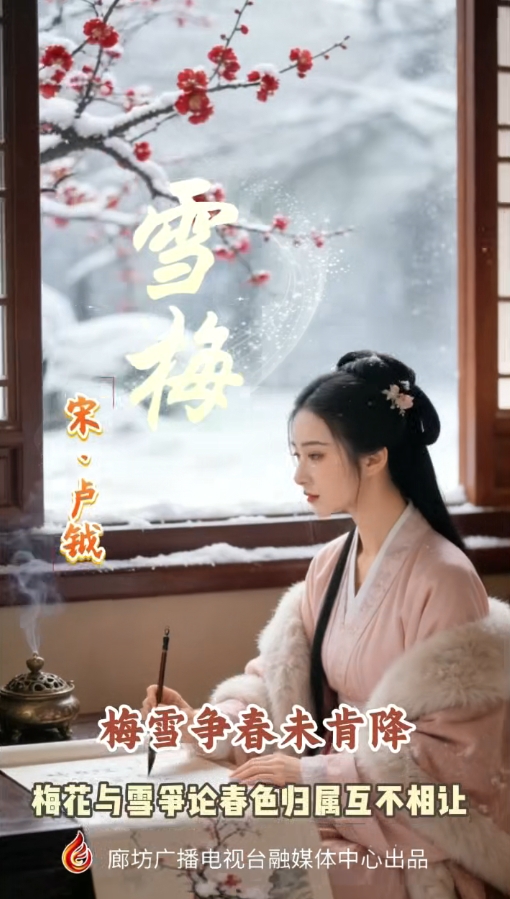 【文化潤(rùn)廊·AI“畫(huà)”古詩(shī)】《雪梅》